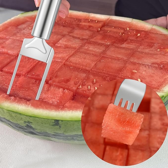 Tragbare Wassermelonengabel Wassermelonenschneider Slicer Werkzeug Obstgabeln